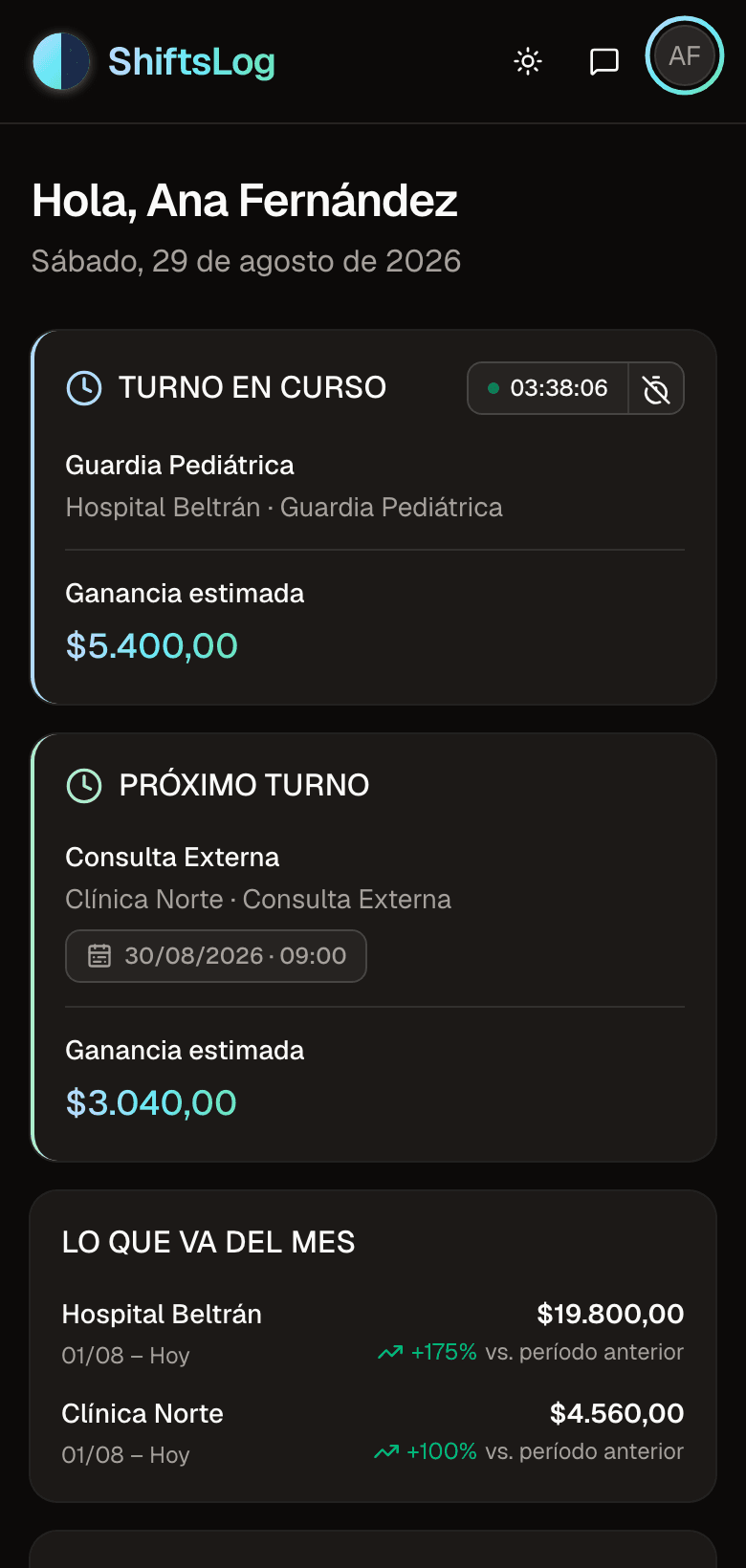 ShiftsLog en el celular